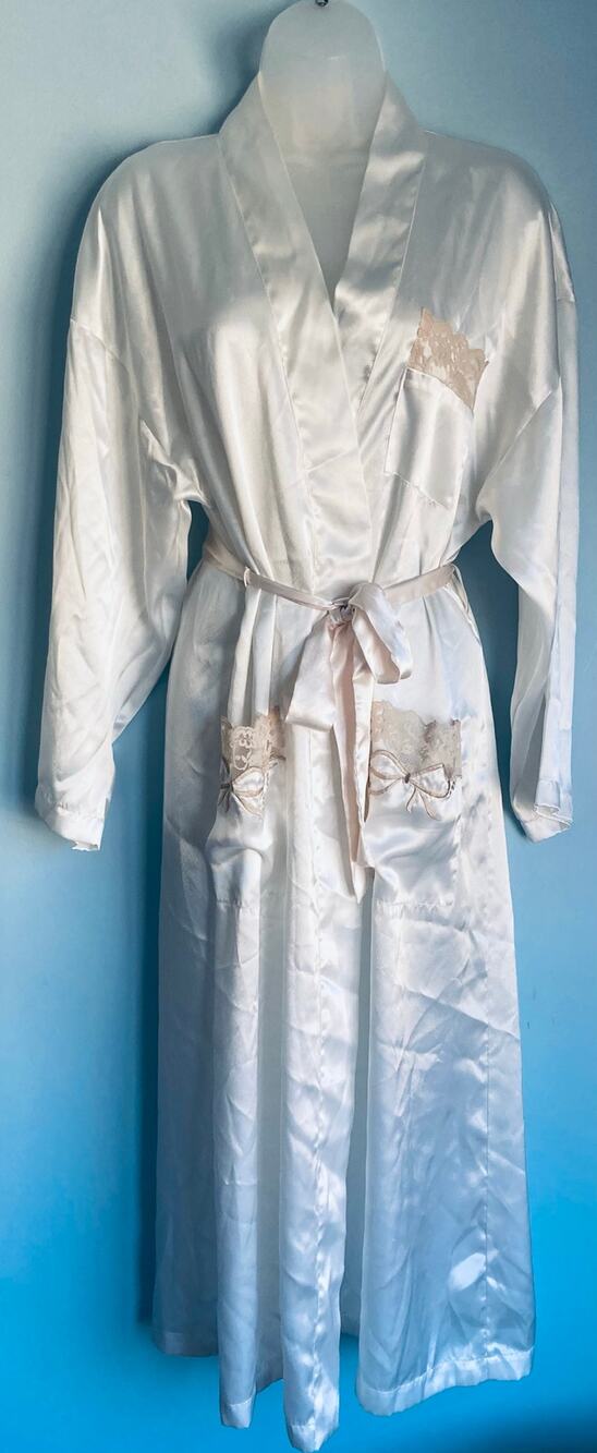 Vintage Gold Label Victoria's Secret Long Robe White Lace Details Small